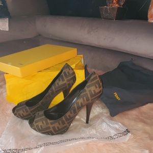 Fendi zucca open toe pumps